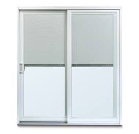 Anderson Windows 59-5/8 in x 80 in Sliding Patio Door Vinyl Dual Glazed With Low E Argon Fill Interior Blinds 