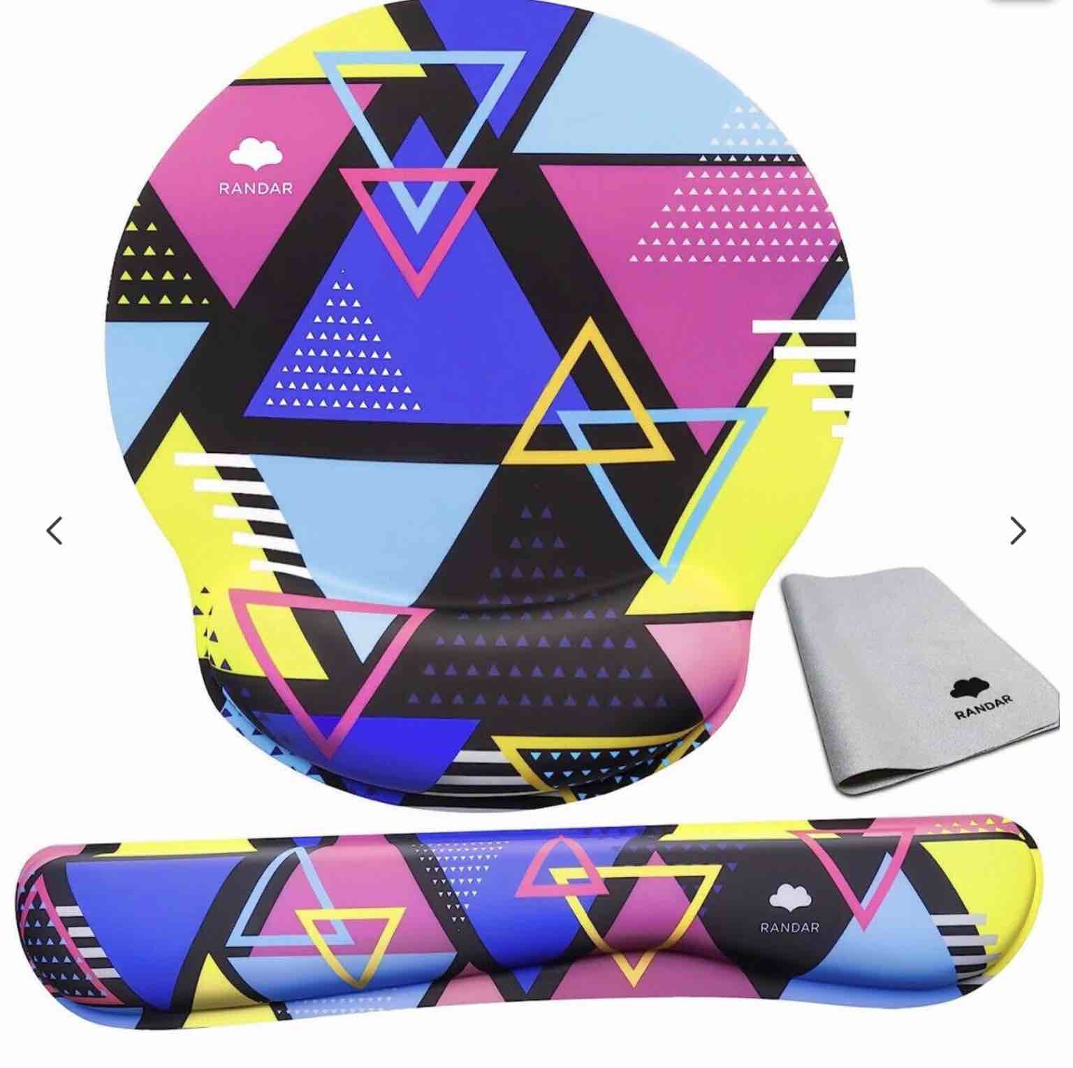 RANDAR Mouse Pad with Wrist Support Keyboard Wrist Rest Set Ergonomic Design Large Mouse Pad with Anti-Slip Rubber Base Premium-Textured Pain Relief for Computer Laptop Mac (Colorful)