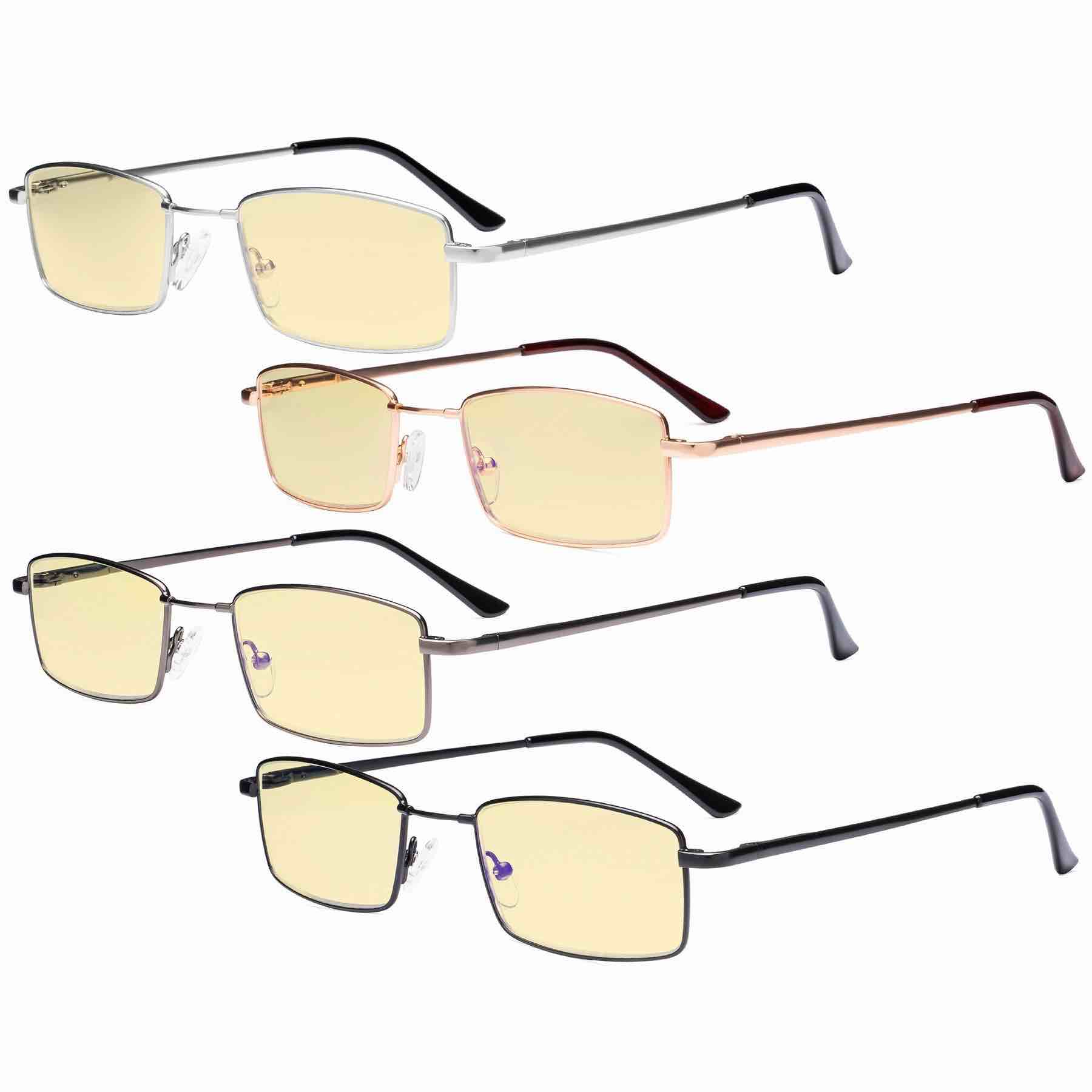 4 Pack Vintage Blue Light Blocking Reading Glasses +1.5