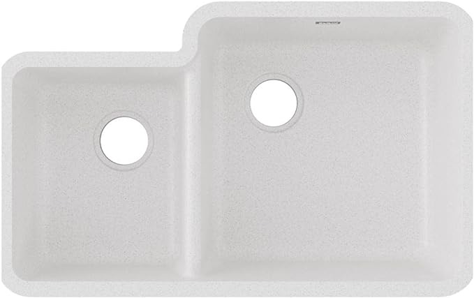 Elkay Quartz Classic White Quartz 33 in. 40/60 Double Bowl Undermount Kitchen Sin
