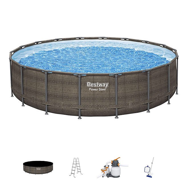 Bestway Power Steel 18’ x 48” Above Ground Pool with 1,500 gal. Sand Filter Pump