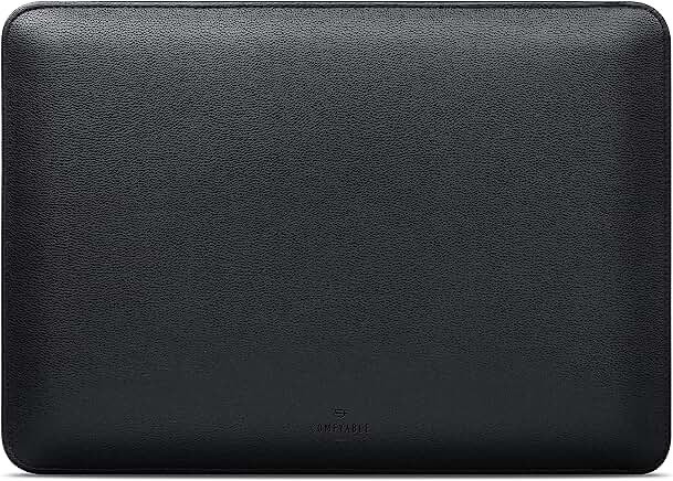 Comfyable Laptop Sleeve 13 Inch Compatible with MacBook Air (M2 & M1, 2022 & 2020), MacBook Pro 13-in (2022-2016) - Slim Protective Faux Leather Case w/ Magnetic Closure (Model #s A2338 A2337), Black