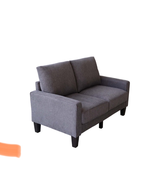 Kalefu KALEFU Modern Living Room Furniture Upholstered Loveseat in Dark Grey Fabric, Solid Wood Sofa Legs for Small Space