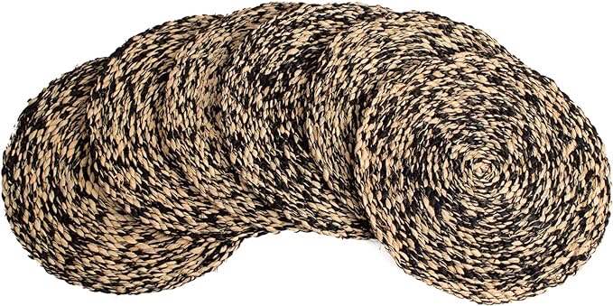 MOD AND MAIN, Jute placemat 15” Set of 6, Black/Tan (Similar Image)