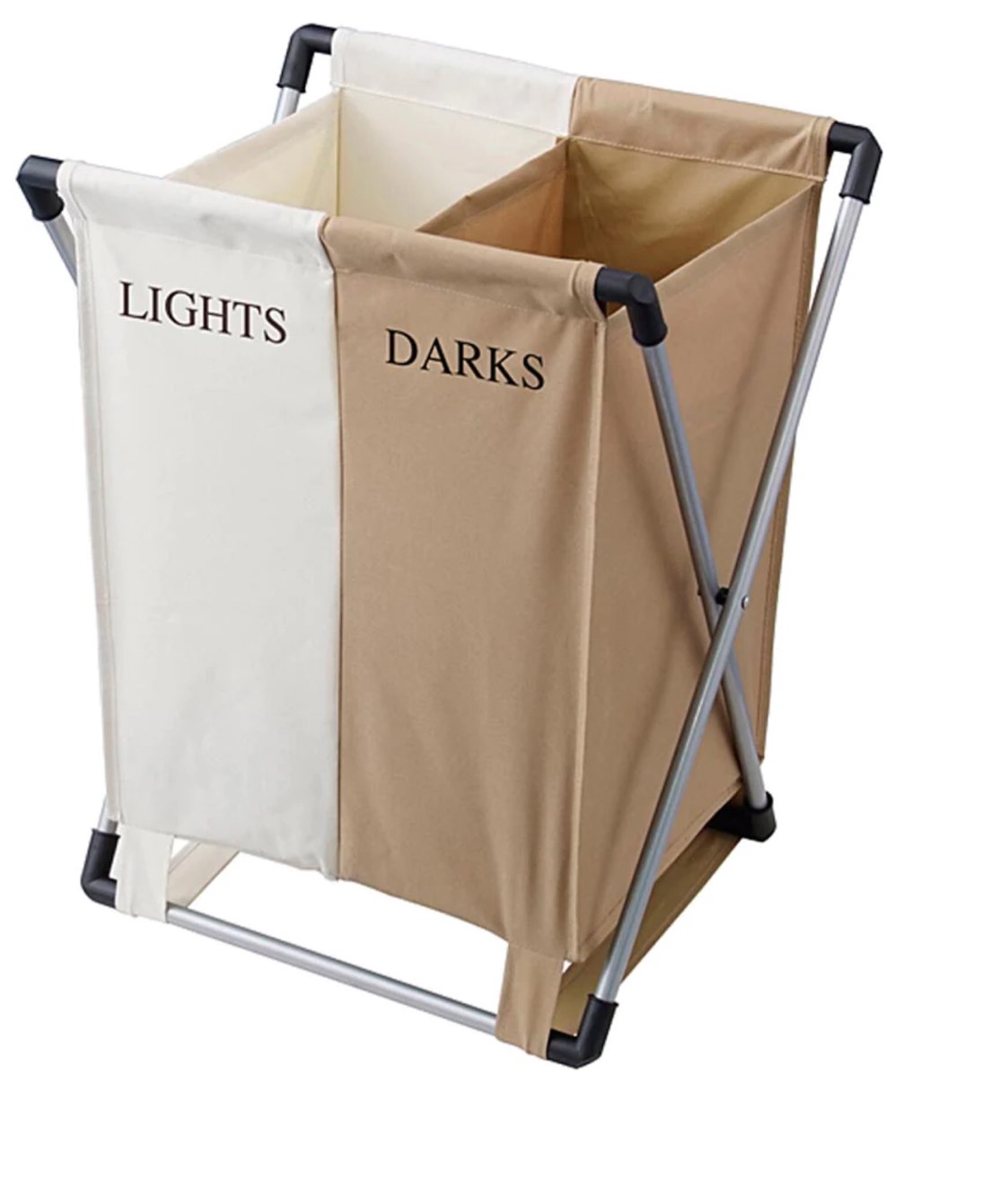 Laundry Hamper Basket Aluminum Folding Double Section Color light 