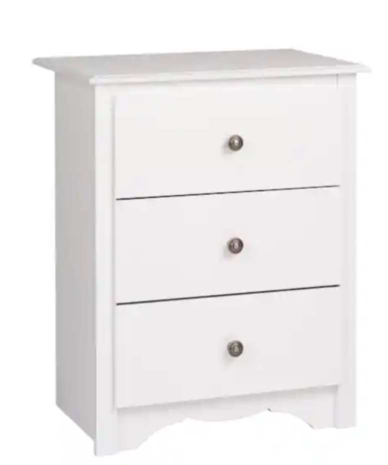Prepac Monterey Nightstand, Tall 3-Drawer, White