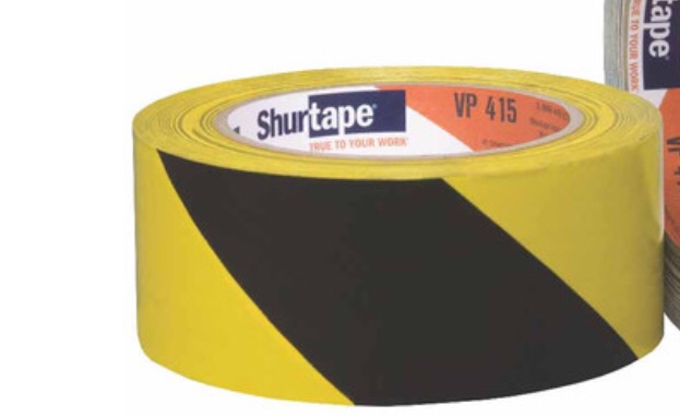 SHURTAPE 202700 VP 415 2" WARNING STRIPE TAPE, BLACK/YELLOW, 50MM X 33M( 24 pack )q