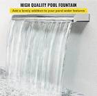 VEVOR Pool Fountain Stainless Steel Pool Waterfall Spillway with Pipe Connector Rectangular Garden Outdoor (59.1")