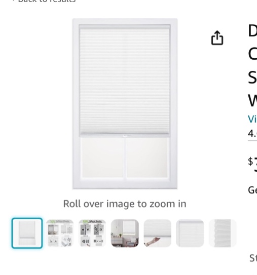 DEZ Furnishings QCWT294640 Cordless Light Filtering Cellular Shade, 29.5W x 64H Inches, White (Pack for 5 )