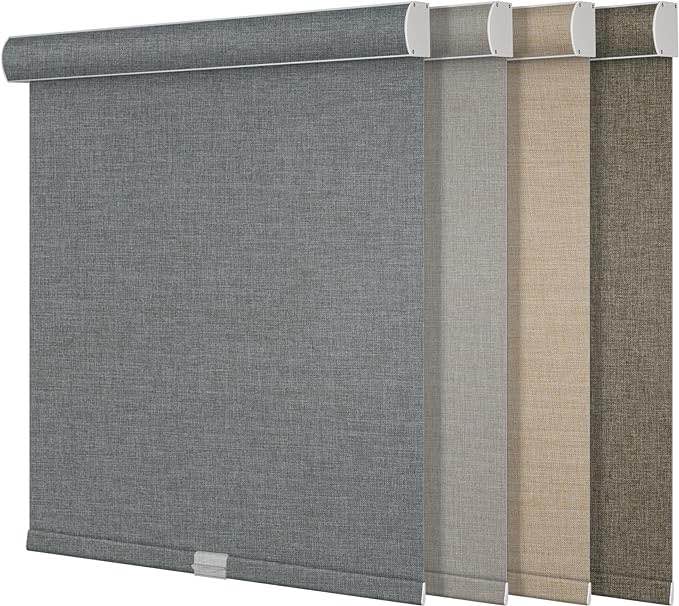 Boolegon Blackout Roller Shades for Windows,Cordless,Linen Fabric,Roller Blinds,Thermal Insulated Fabric UV Protection,Window Shades