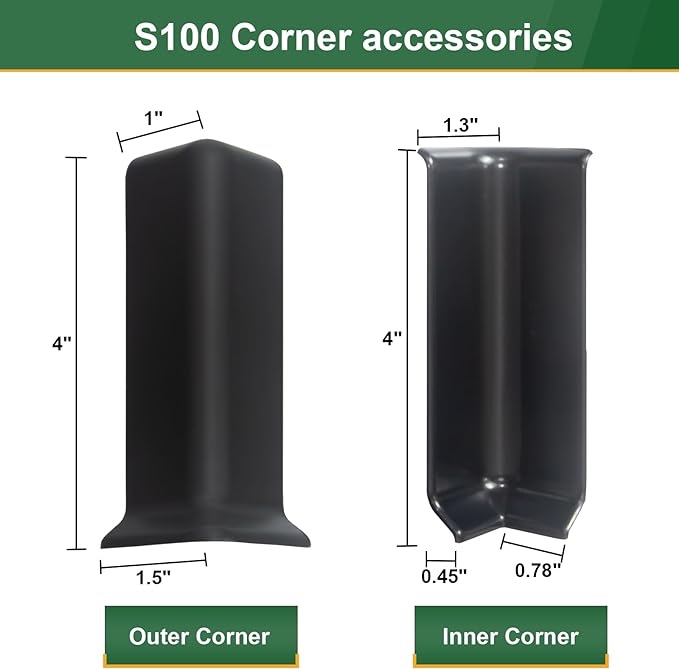 Baseboard Corner Blocks 4inch Width, Self Adhesive 3 Inner + 3 Outer Corners-Connector Between The Cove Base Wall Base Rubber Moulding Trim, Perfect Match for Our S100 Baseboard(Black) Brand: GAMZAU 3.9 3.9 out of 5 stars    49 r