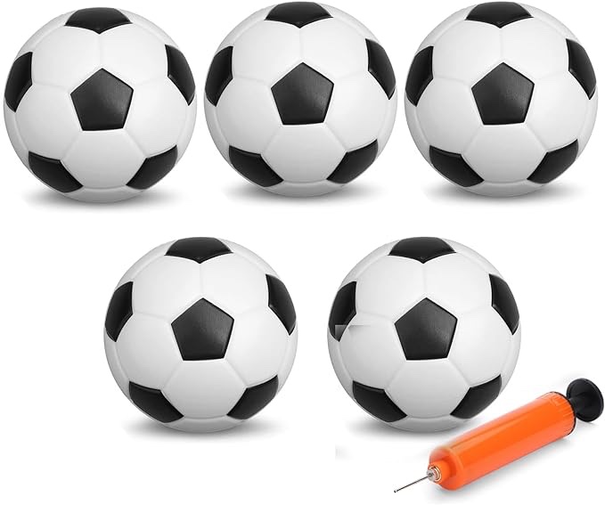 5 Inch Mini Soccer FootBalls for Indoor Mini Soccer Hoops, Soft Rubber Ball Goal Sports Game Swimming Pool Balls Beach Balls Great Gift for Adults & Kids Sensory Stress Balls with Air Pump 5PCS