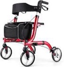 WinloveRollator Walker for Seniors-Folding,with Seat and Four 8-inch Wheels-Medical Rollator Walker with Thick Backrest-Lightweight Aluminium Frame and Basket, Champagne