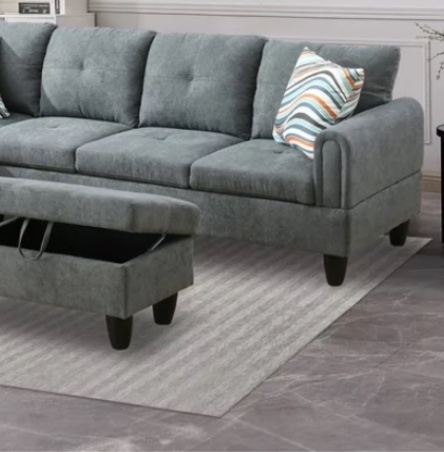 Sectional Sofa, Living Room Couch with Storage Ottoman ((Incomplete))