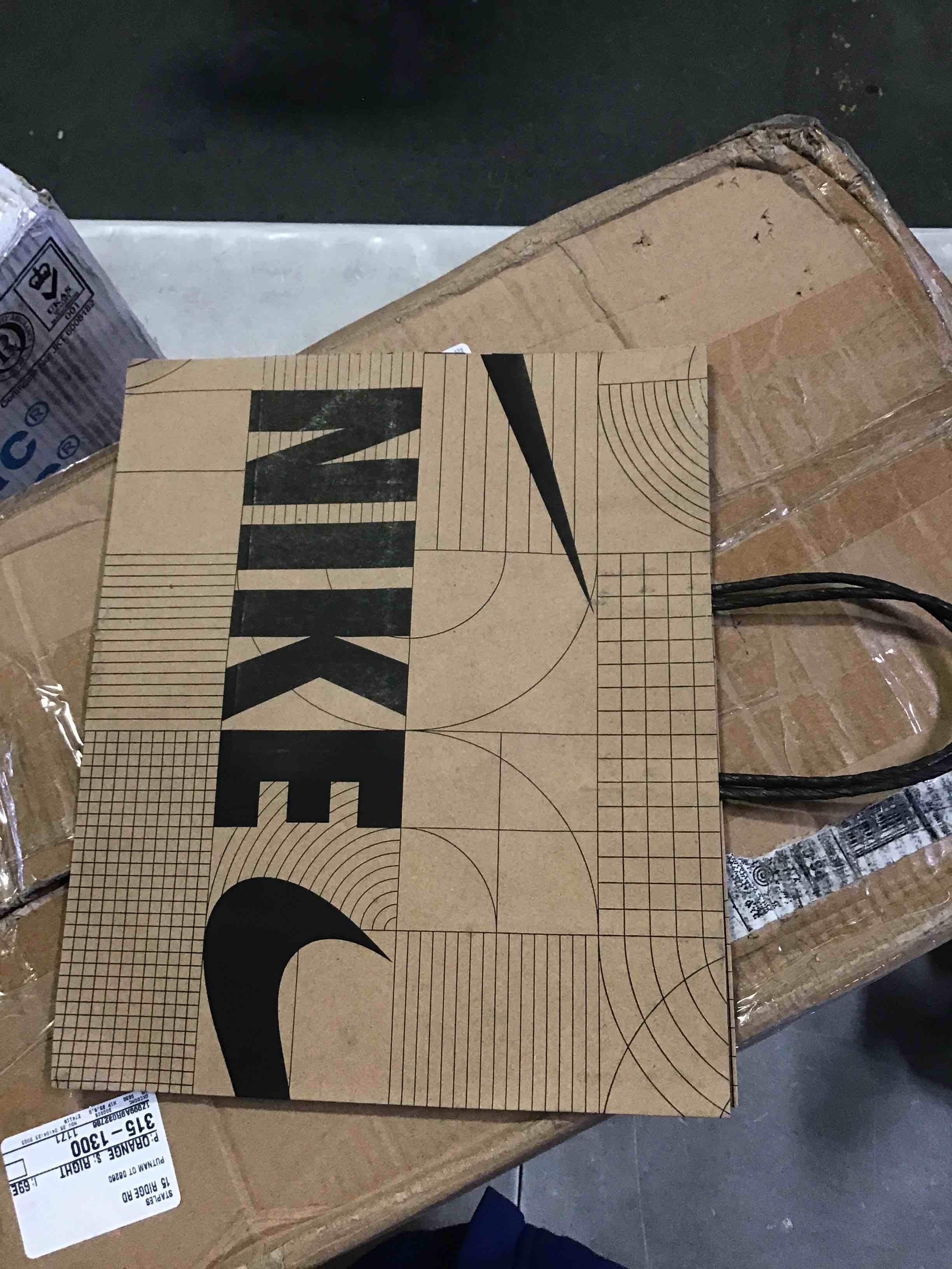 NIKE Iconic Swoosh Brown Recycled Paper Shopping Bag 