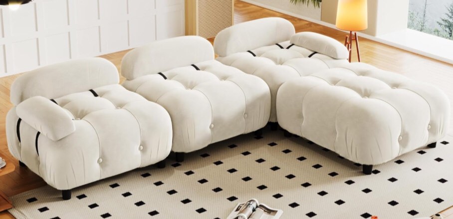 TMSAN MODULAR SECTIONAL SOFA 96” CHENILLE SECTIONAL CLOUD COUCHES   incomplete 