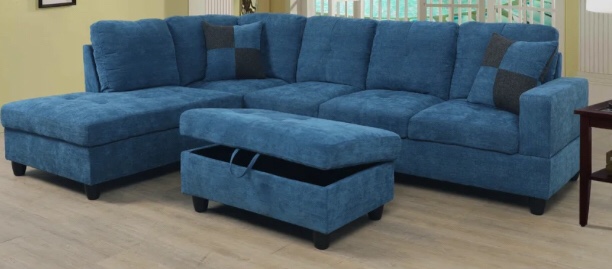 LIFESTYLE  F44673-BL. LEFT WEDGE.  SOFA SECTIONAL  BLUE.  corner piece. Incomplete