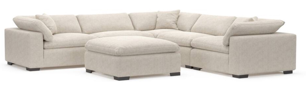 Plush 5-Piece Sectional and Ottoman. beige 