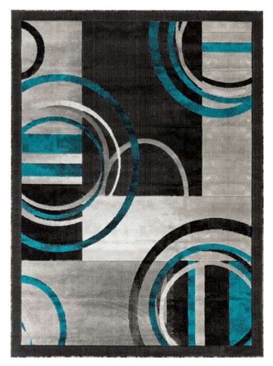 Newport Collection - Gray, Dark Gray, Teal Abstract Modern Area Rug