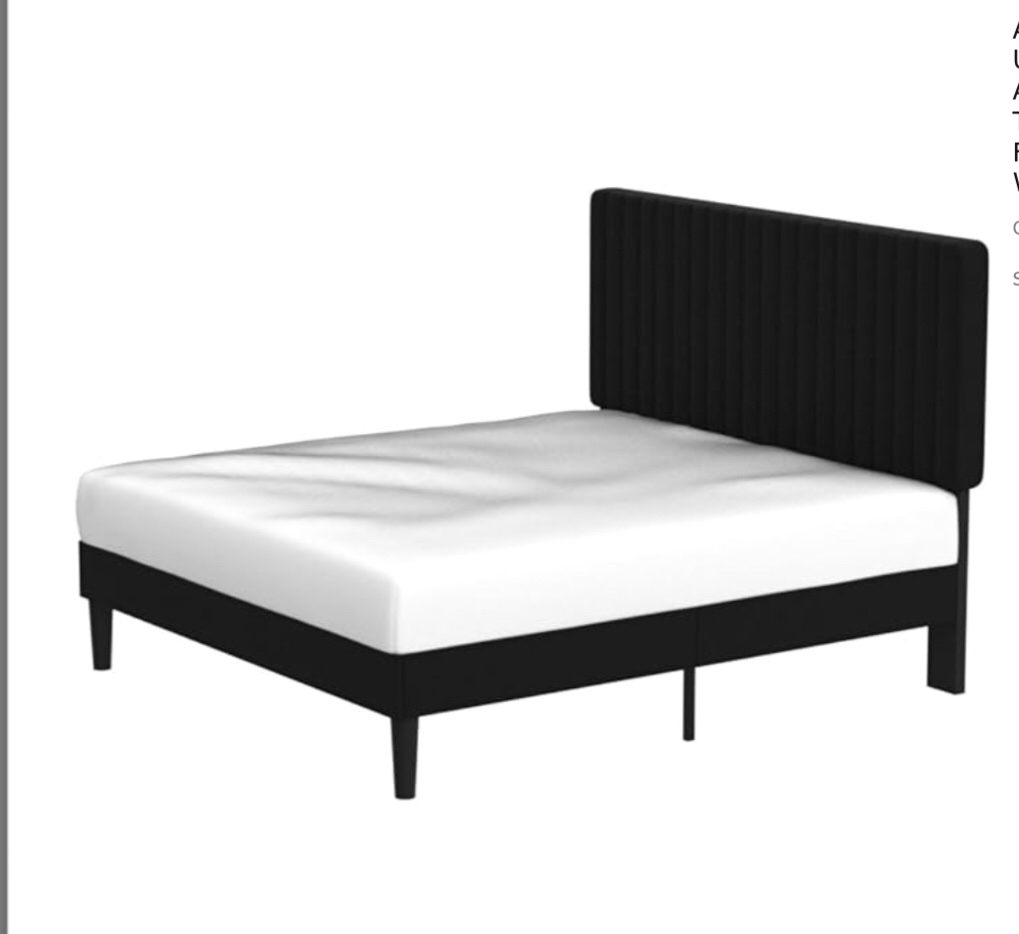 Allewie Full Bed Frame, Velvet Upholstered Platform Bed with Adjustable Vertical Channel Tufted Headboard (incomplete)