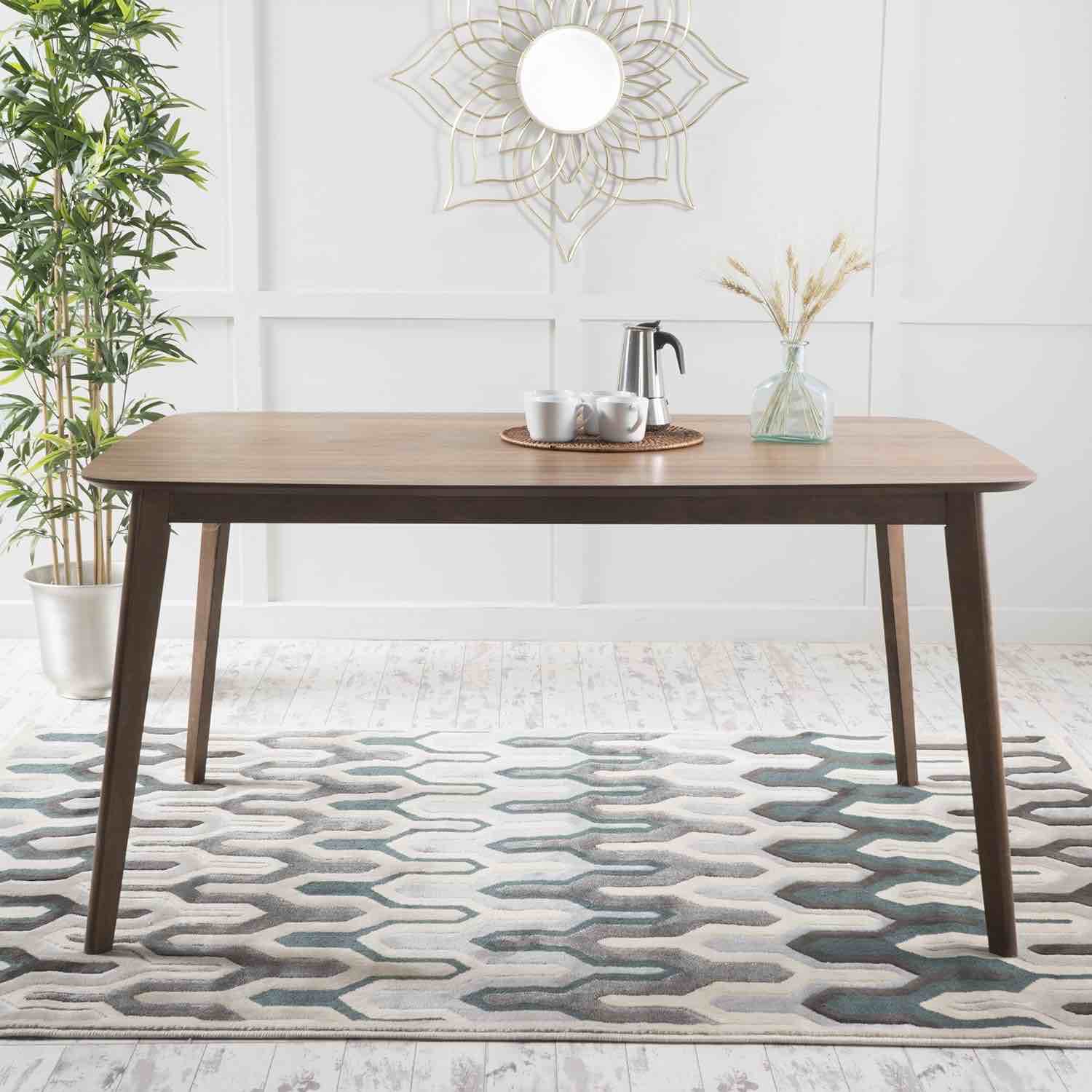 Nyala Wood Dining Table, Natural Walnut Finish