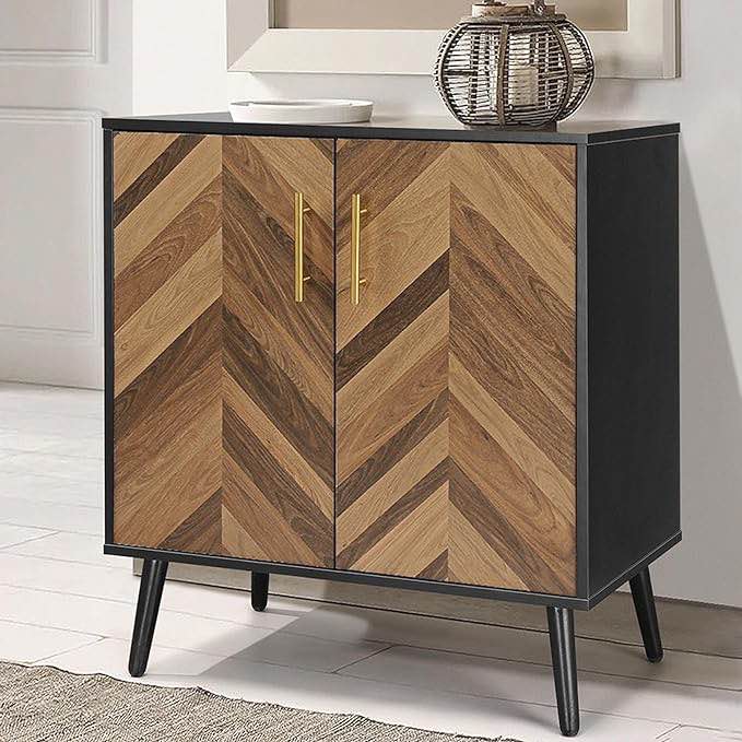 BELLEZE Modern Farmhouse Wood Sideboard Buffet - Liam (Rustic Gray)