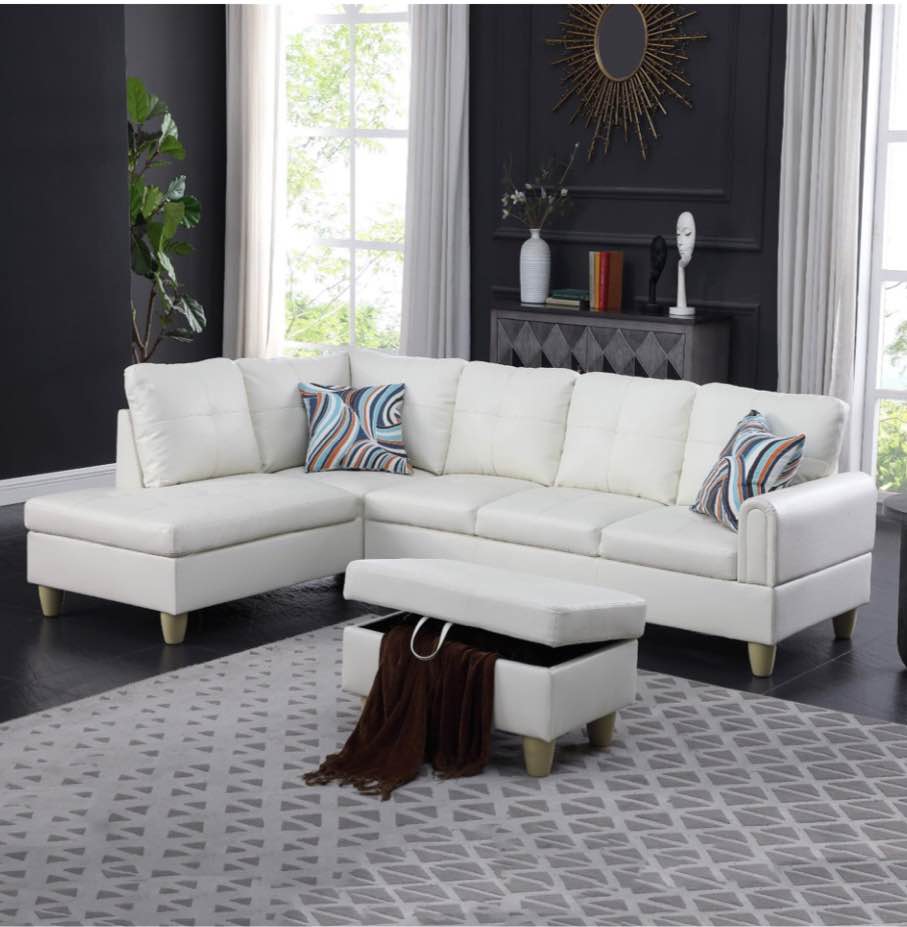 Seater 3-Piece Faux Leather L-Shaped Sectional Sofas *incomplete,right arm sofa only*