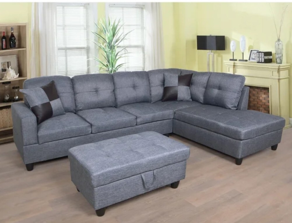 PonLiving Furniture L Shape Sectional Sofa  *incomplete,3 seat sofa only* 