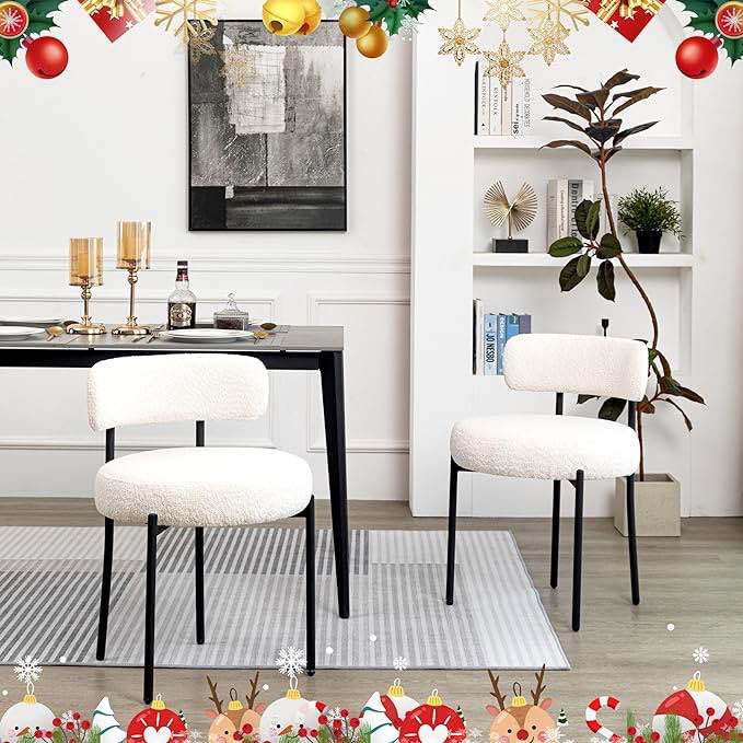 set of 2 boucle dining chairs 