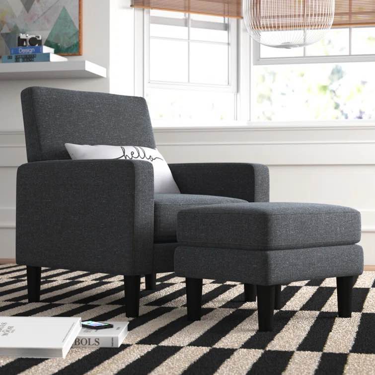 Vacaville 69.85Cm Wide Polyester Armchair and Ottoman INCOMPLETE ( box 2 of 2) 