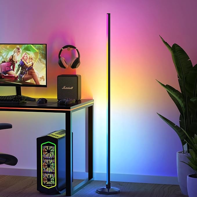 Eskel 65'' Black Dimmable RGB Floor Lamp with Remote & APP Control