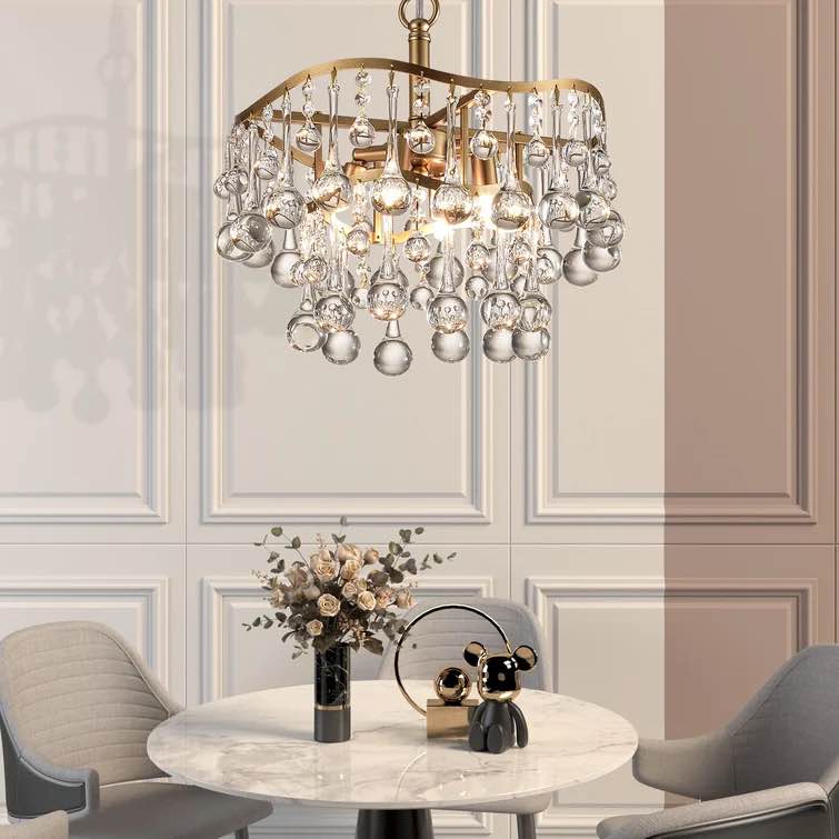 Khari 4 - Light Unique Tiered Chandelier with Crystal Accents