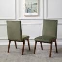 SFV7502D-SET2 Forrest Dining Chair&#44; Olive Green & Dark Walnut - Set of 2