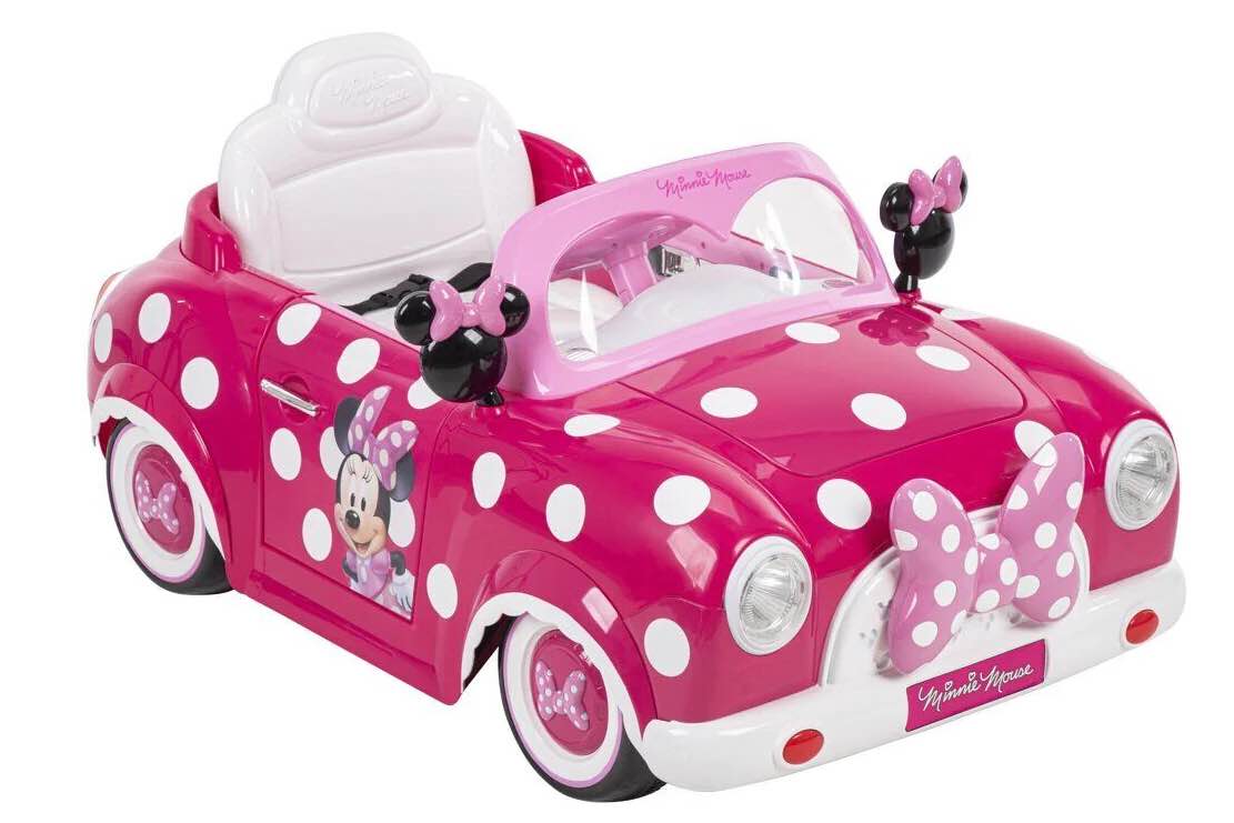 Disney Minnie Mouse Convertible 6-Volt Electric Ride-On Car for Young Fans