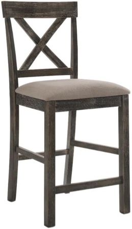Acme Martha II Counter Height Chair in Tan Linen and Weathered Gray (Set of 2)