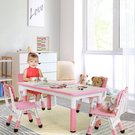 Kids Rectangular Play / Activity Table and Chair Set - Pink