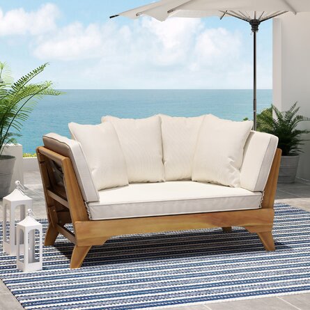 Alamo Patio Daybed with Cushions - Beige / Brown