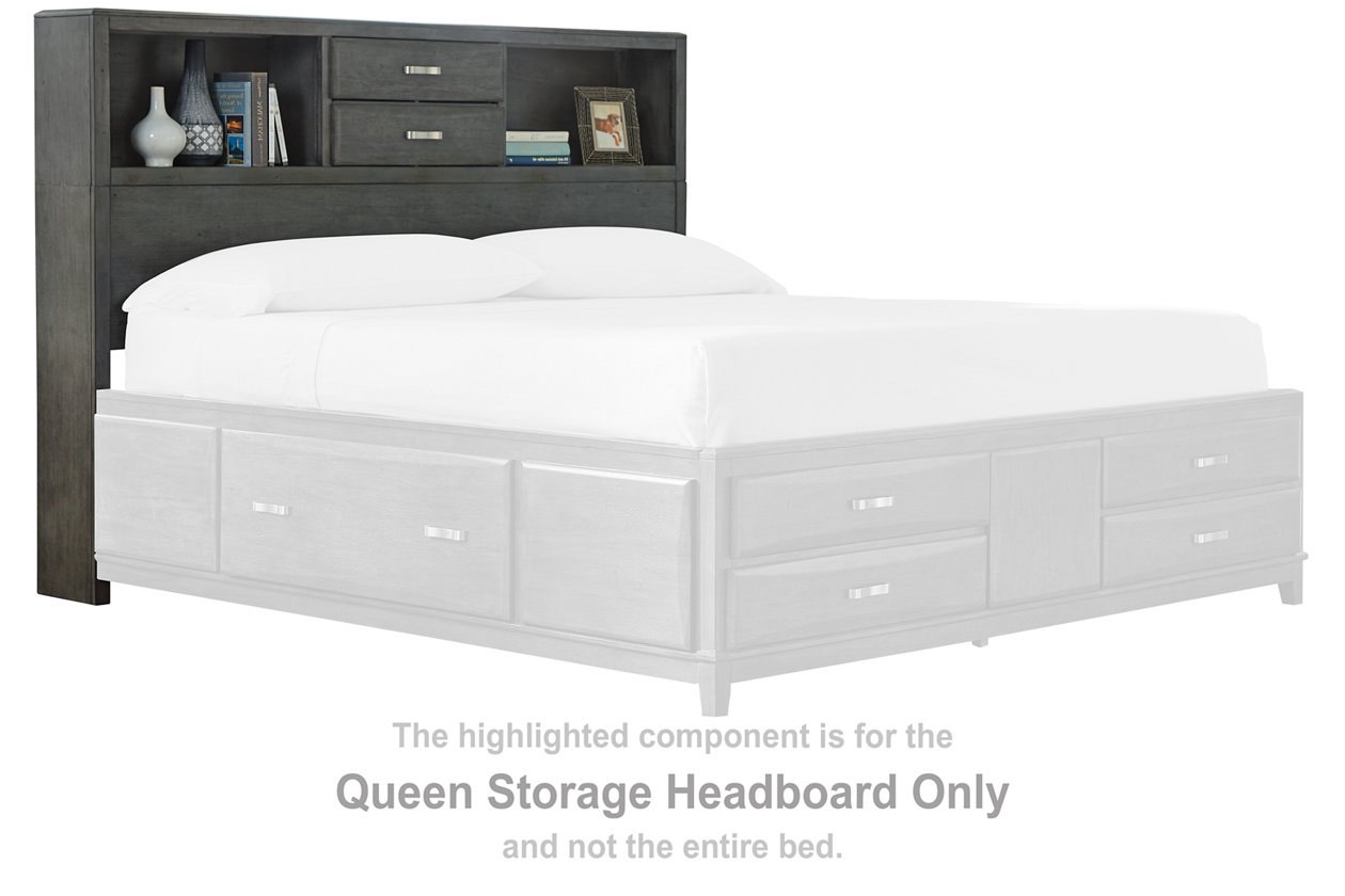 Caitbrook Queen Storage Headboard - Grey (Headboard Only ,INCOMPLETE)