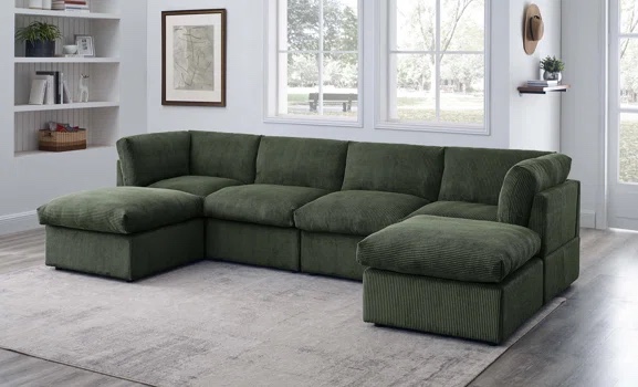 Annai 129" Wide Reversible Modular Corner Sectional with Ottoman (Incomplete-corner only)