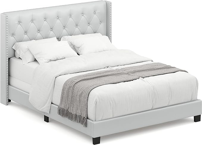 DG Casa Bardy Diamond Tufted Upholstered Panel Queen Bed 