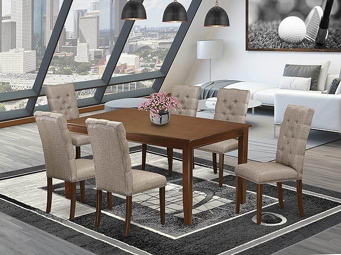 East West Furniture DUEL7-MAH-16 Dudley 7 Piece Room Set (INCOMPLETE-2 CHAIRS)
