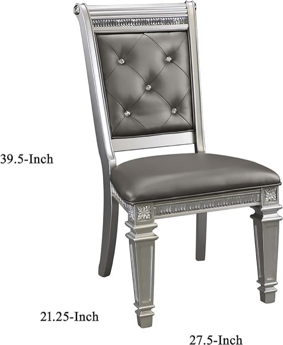 Benzara BM181906 Faux Leather Upholstered Side Chair