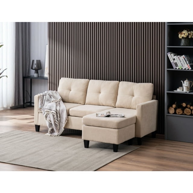 Devion Furniture Polyester Fabric Sectional Sofa in Beige (Incomplete)