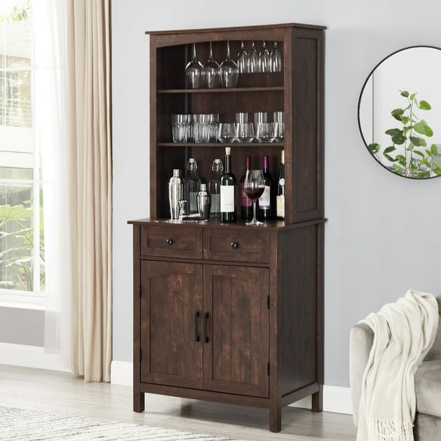 Home Source Jill Zarin Mahogany China Cabinet with Wood Doors