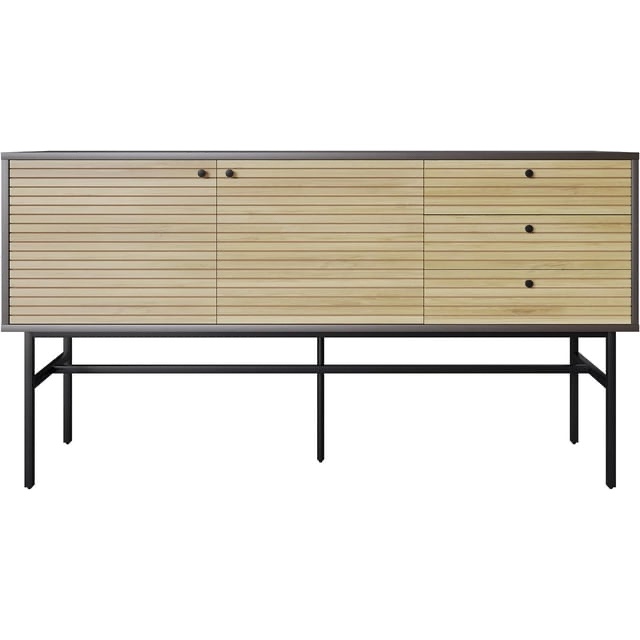 DG Casa Visby Oak Wood Buffet Sideboard Storage Cabinet with 2 Doors and 3 Drawers, Oak