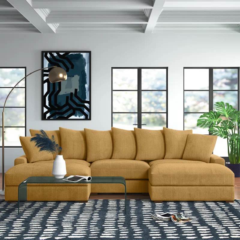 Ashira 5 - Piece Corduroy Sectional ( ottoman only Incomplete)