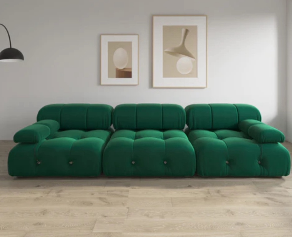 Italian Deianira Velvet Reversible Modular Sofa-Middle Seat ( Incomplete)