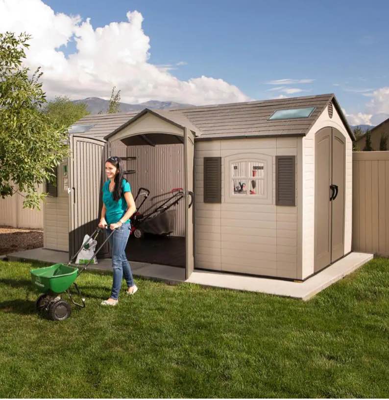 Tap and Hold to Zoom 15 ft. x 8 ft. Resin Double Door Storage Shed by Lifetime ( Incomplete,  Box 2 Of 2 Only