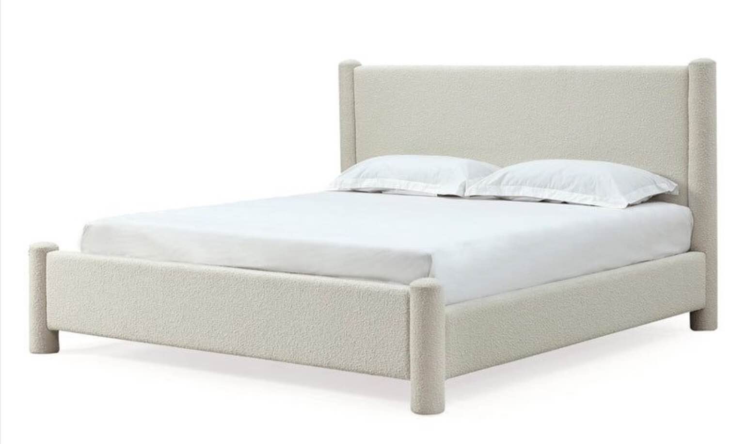Modus Virgil Burke Eastern King Upholstered Platform Bed in Cottage Cheese Boucle ( Incomplete ) Box 1/2 Only 