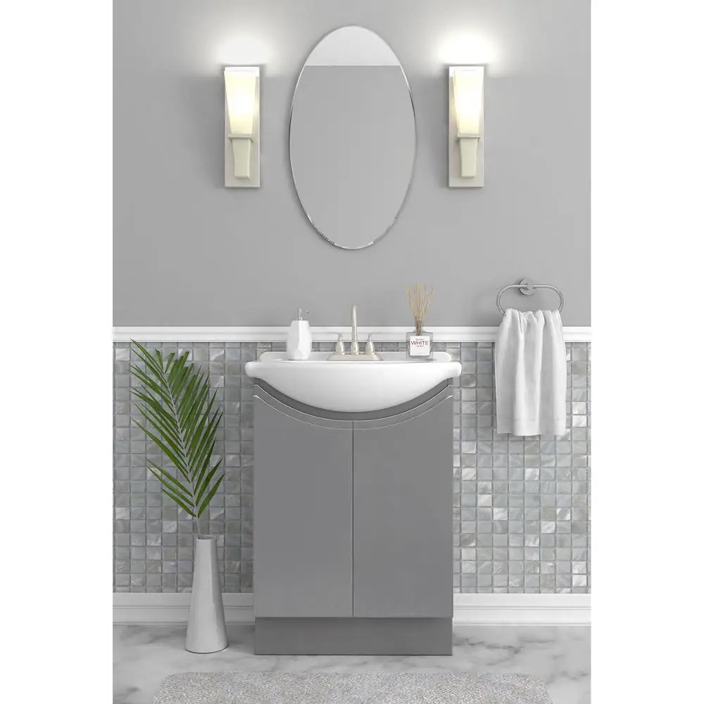Adley 24 in. W x 17-1/8 in. D Bath Vanity in Gray Gloss with Porcelain Vanity Top in White with White Basin